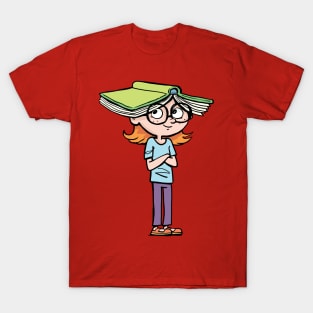 girl with an open book on her head T-Shirt